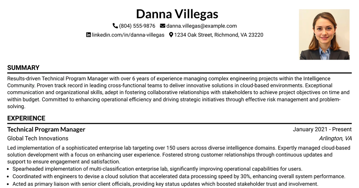 33 Technical Program Manager Resume Templates with Example 2026 (ATS-Optimized)