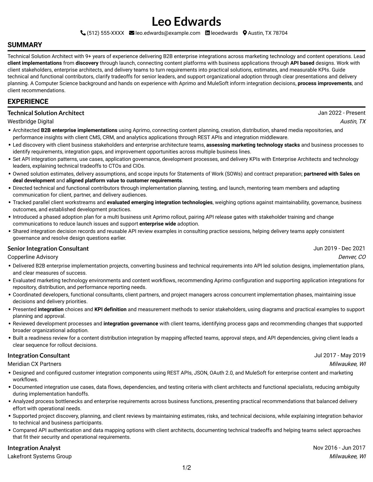 Resume example — page 1