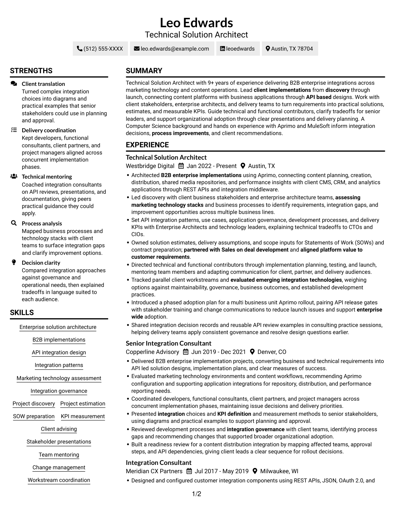 Resume example — page 1