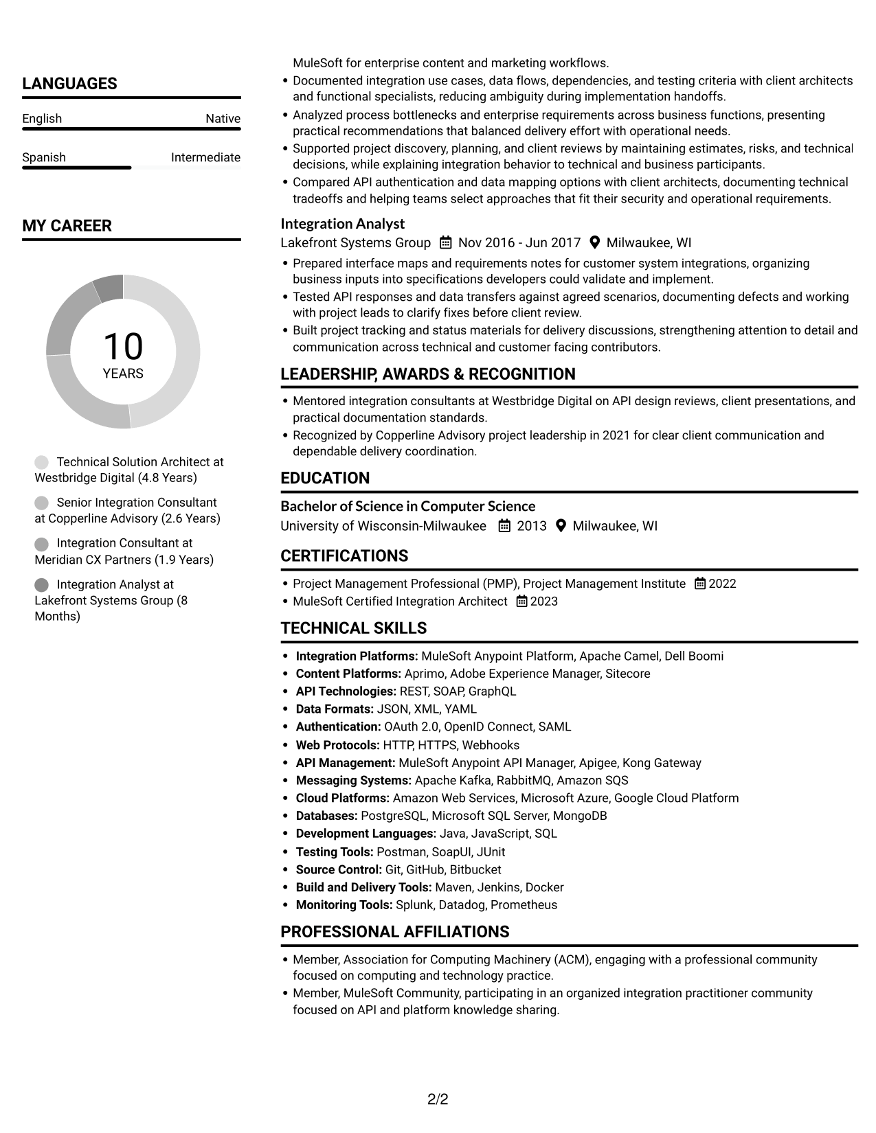 Resume example — page 2