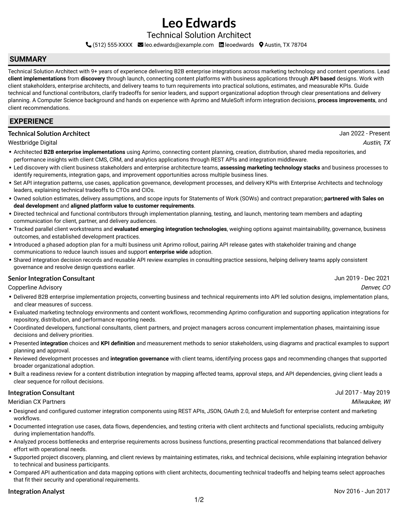 Resume example — page 1