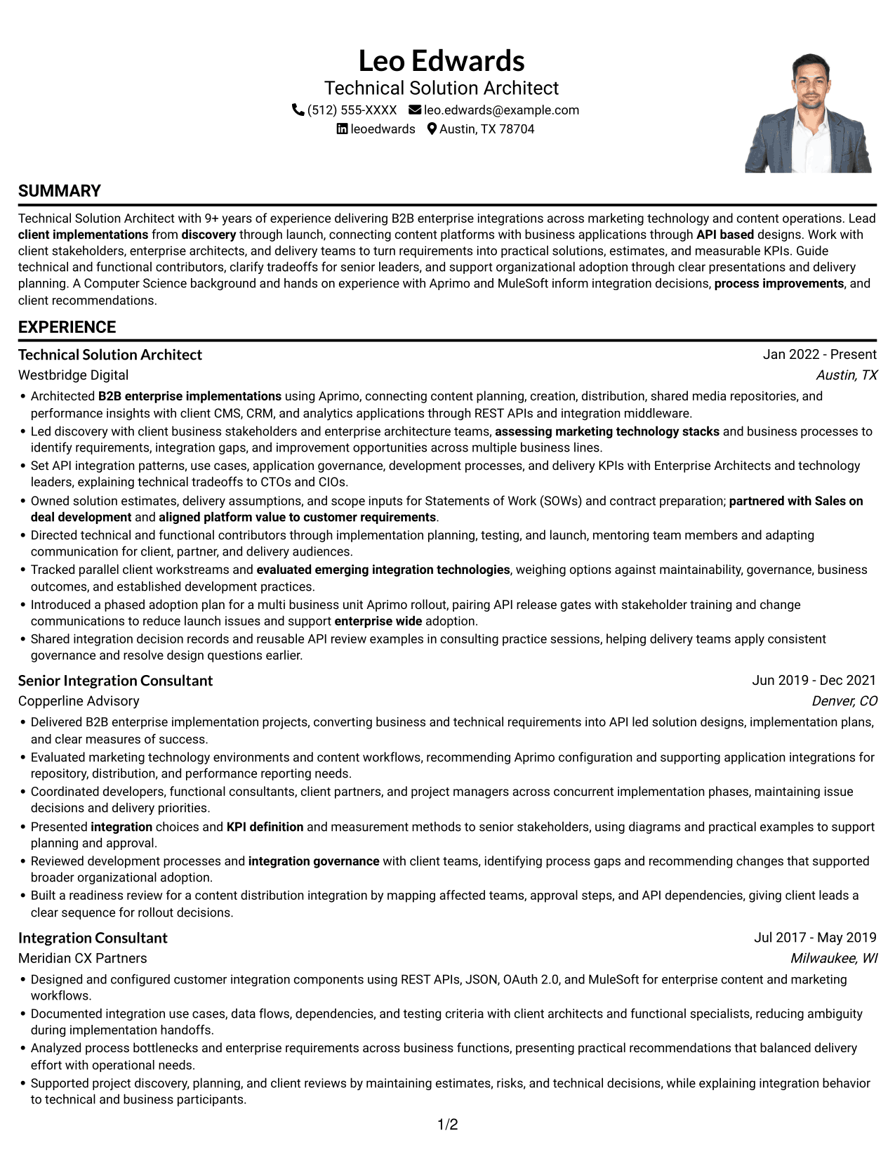 Resume example — page 1