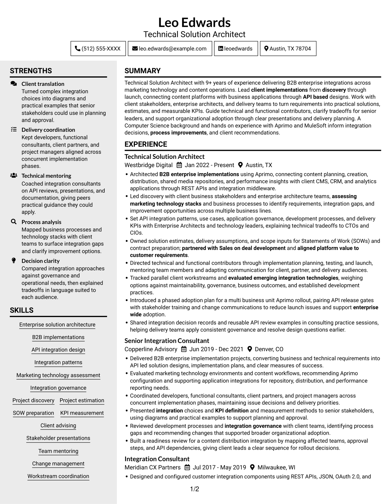 Resume example — page 1