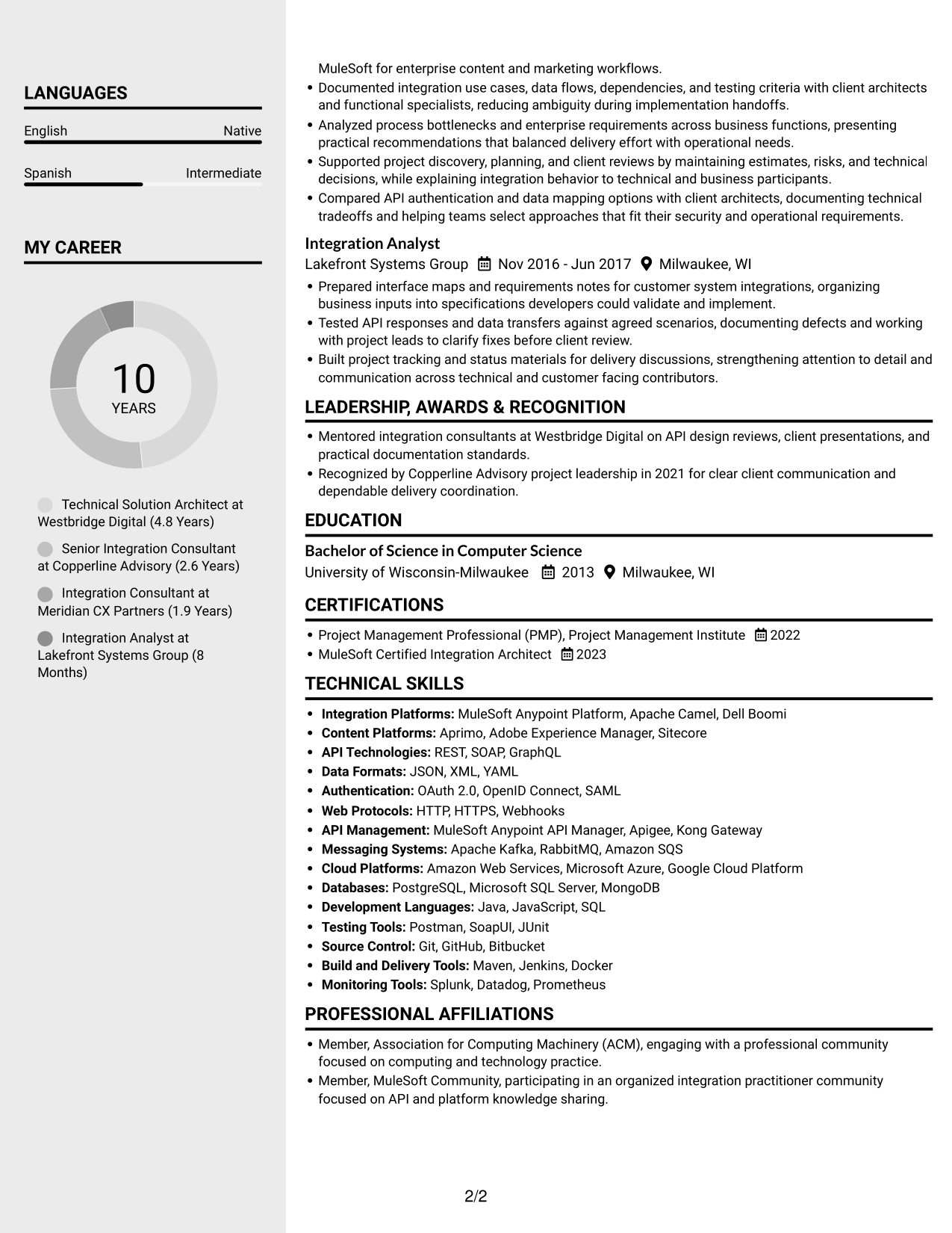 Resume example — page 2