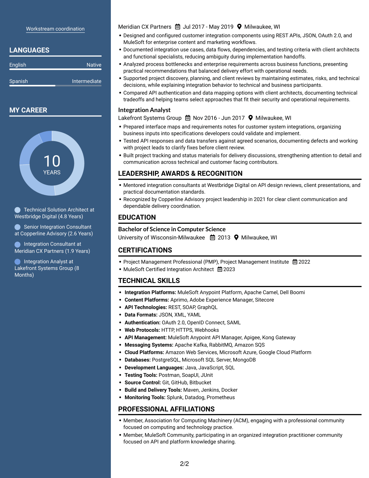 Resume example — page 2