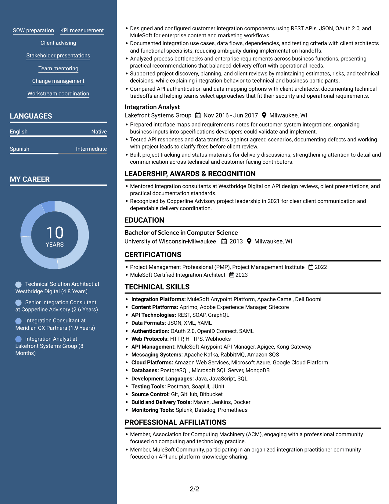 Resume example — page 2