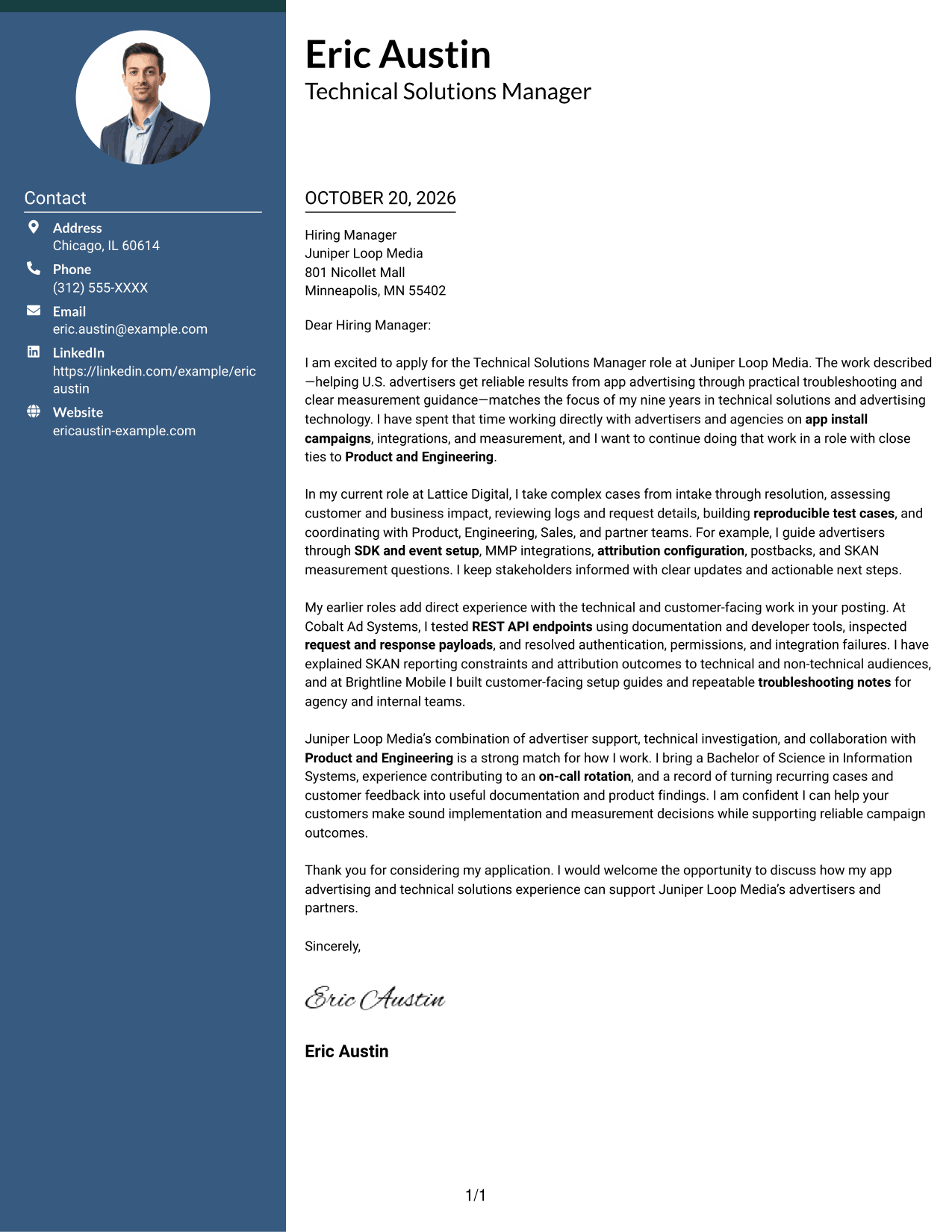 Cover letter example — page 1