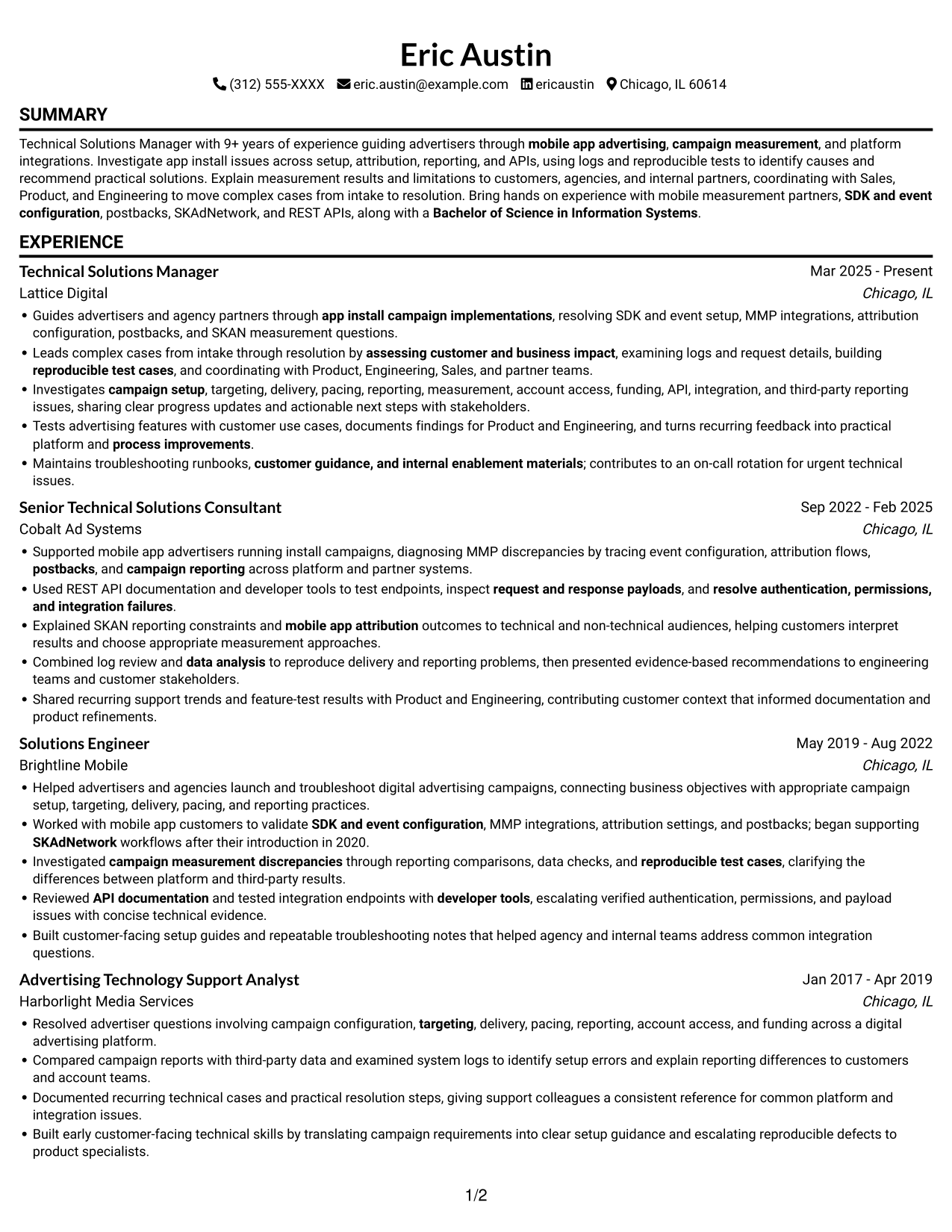 Resume example — page 1