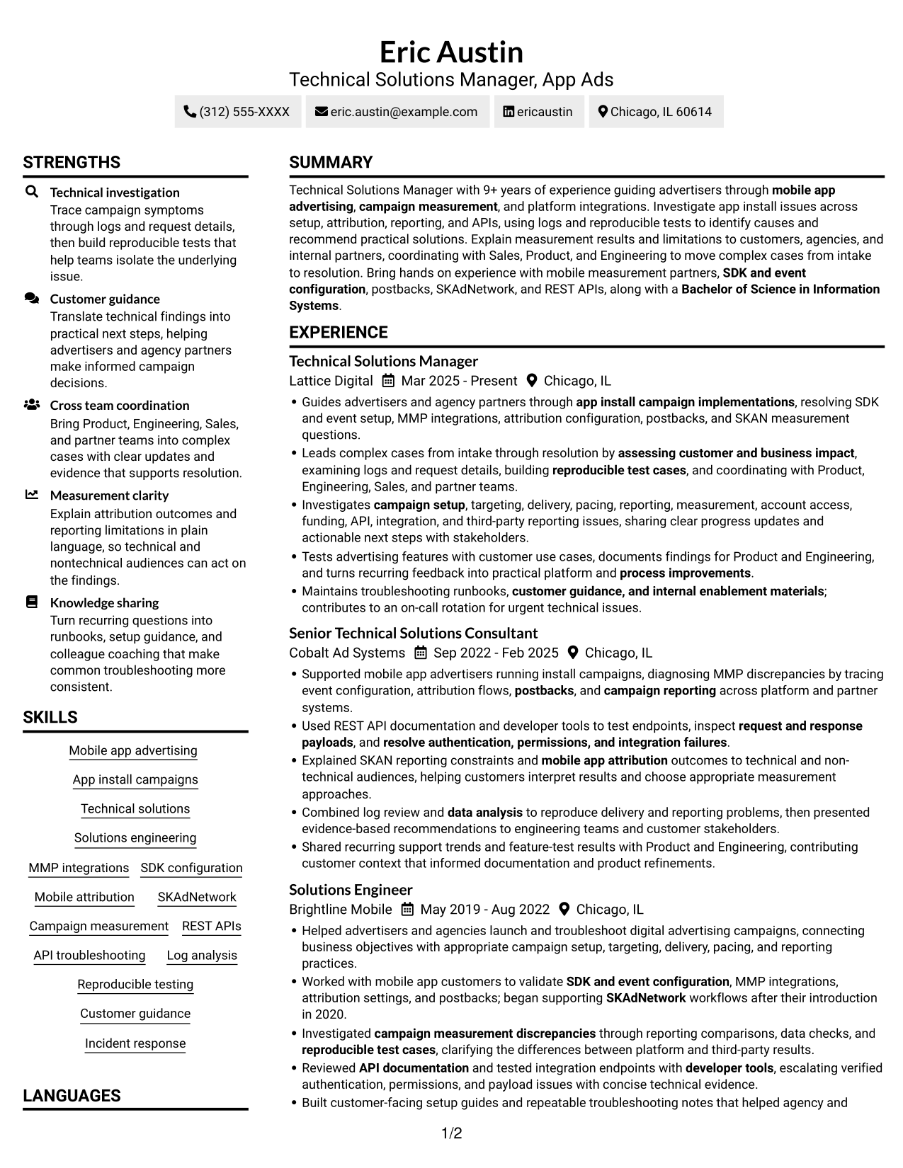 Resume example — page 1