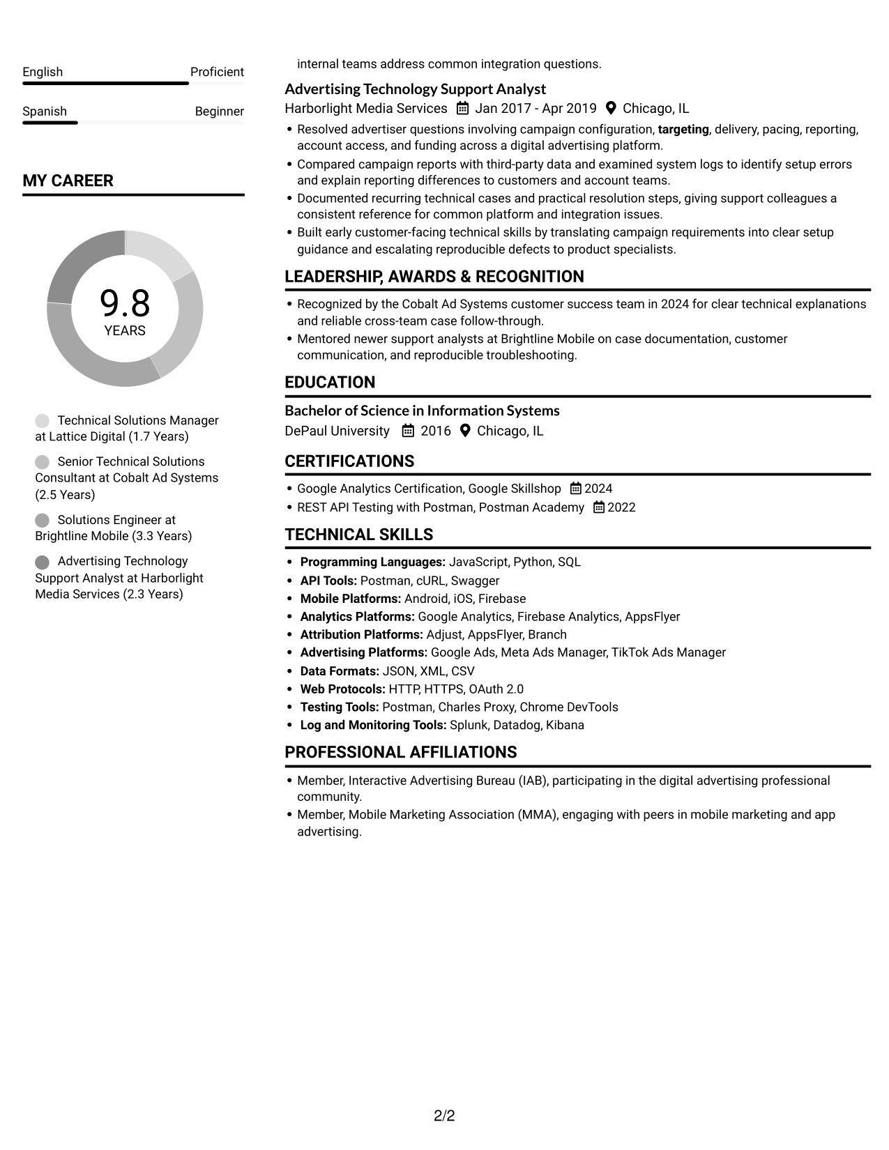 Resume example — page 2