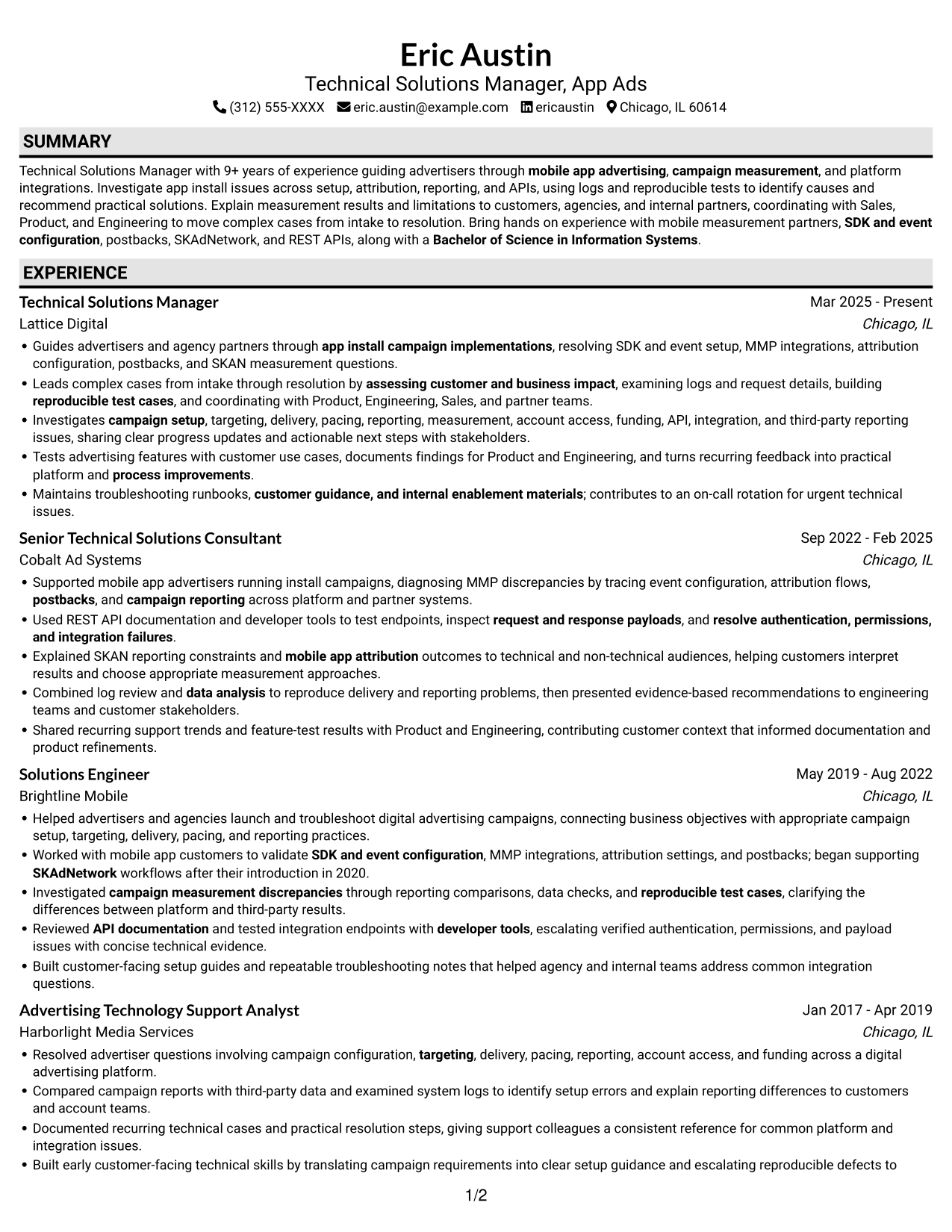 Resume example — page 1