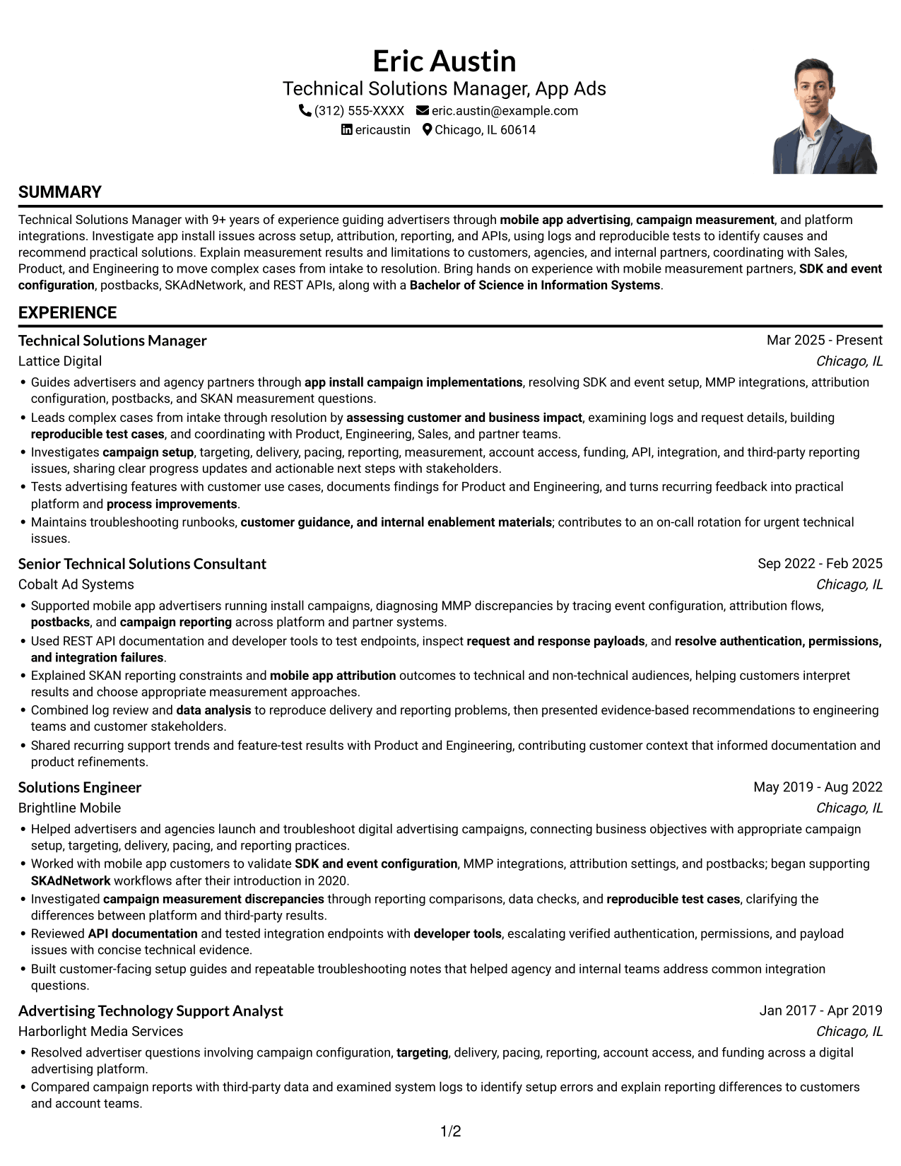 Resume example — page 1
