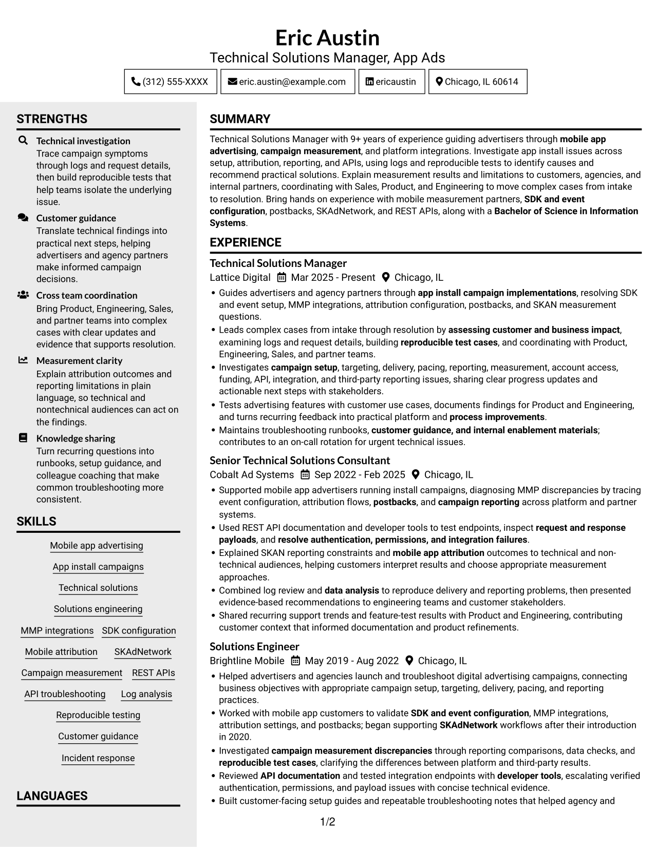 Resume example — page 1