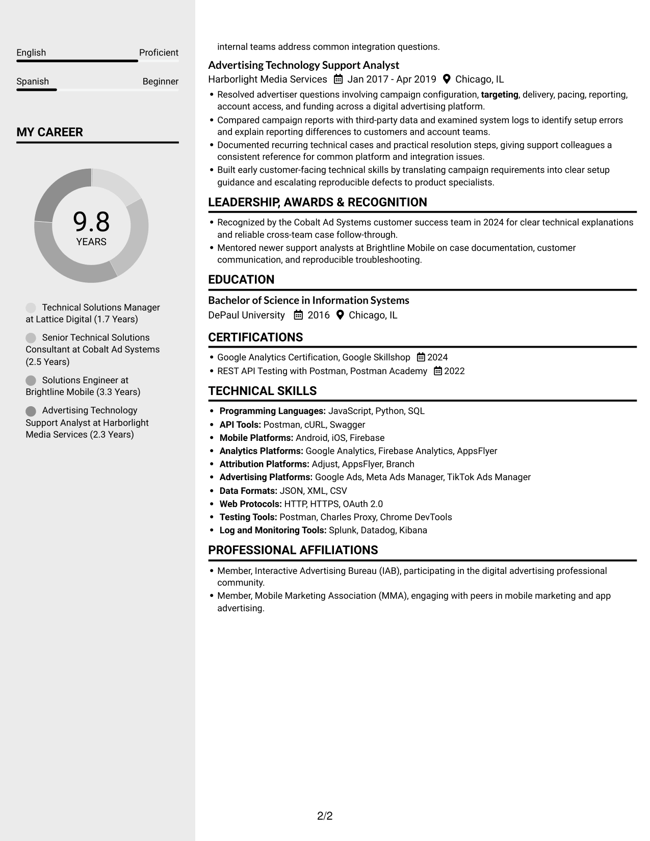 Resume example — page 2