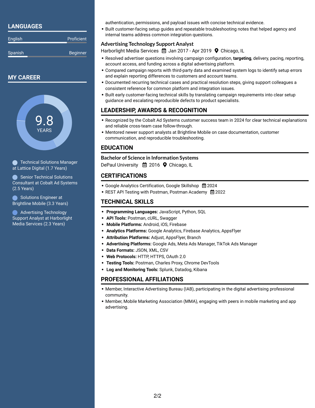Resume example — page 2