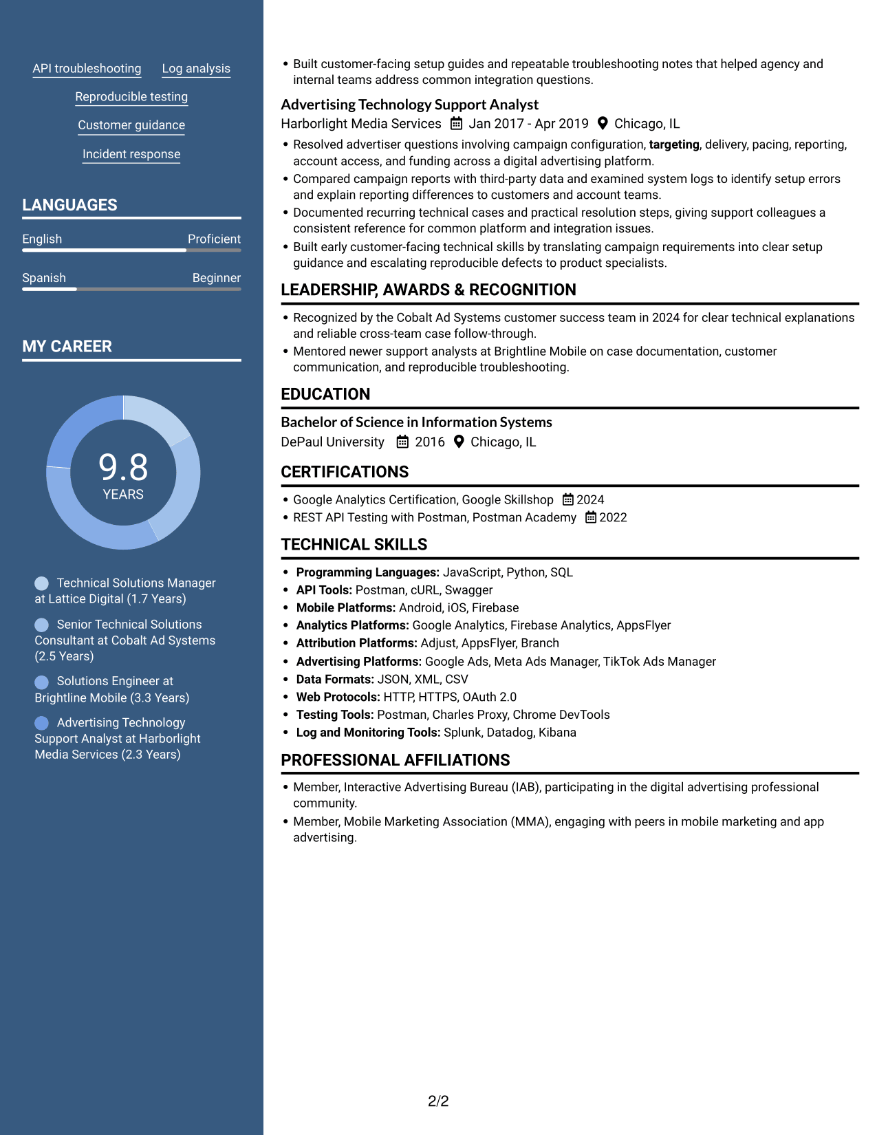 Resume example — page 2