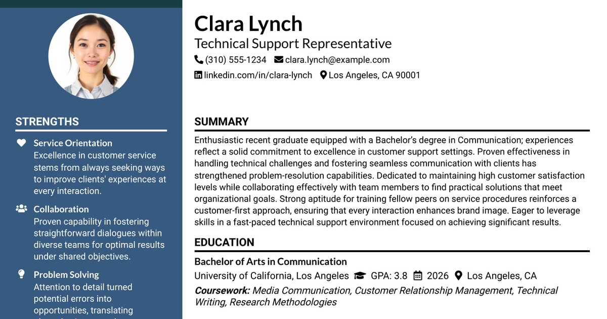 33 Technical Support Representative Resume Templates with Example 2026 (ATS-Optimized)