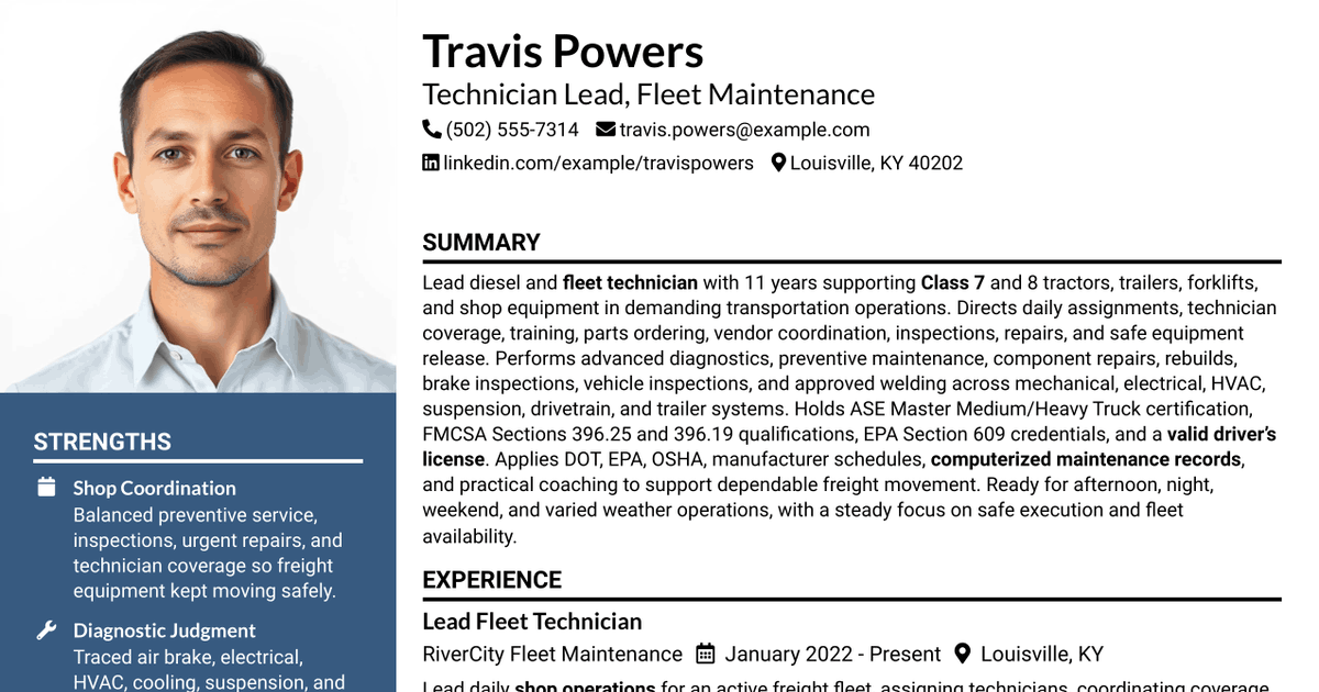 7 Technician Lead Resume Templates with Example