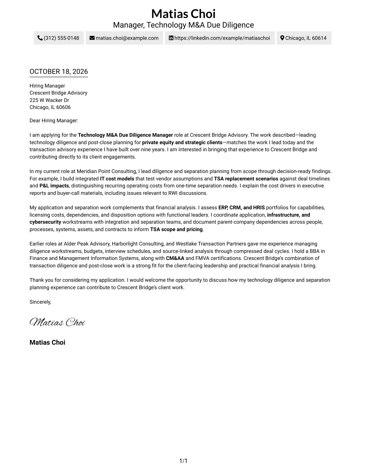 Cover letter example — page 1