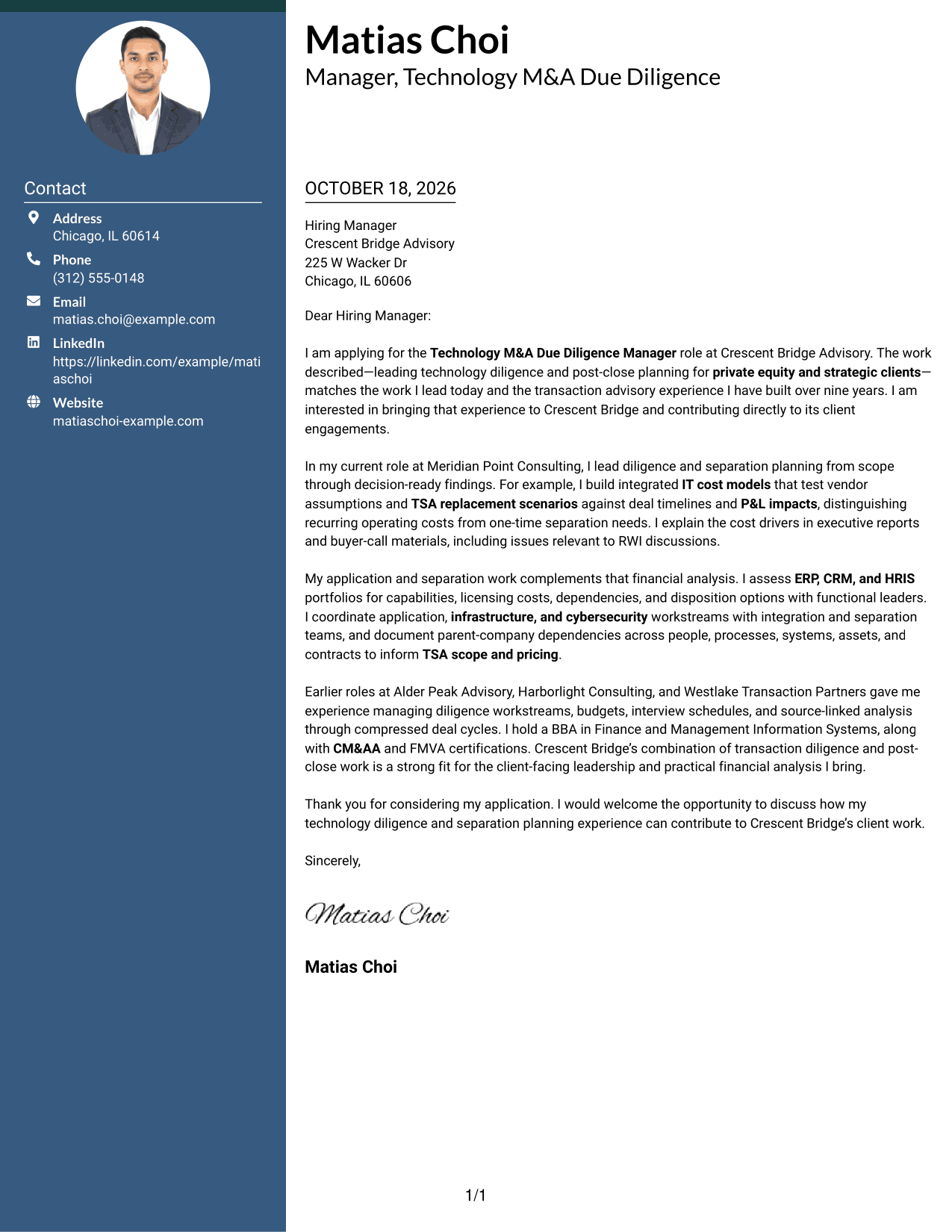 Cover letter example — page 1
