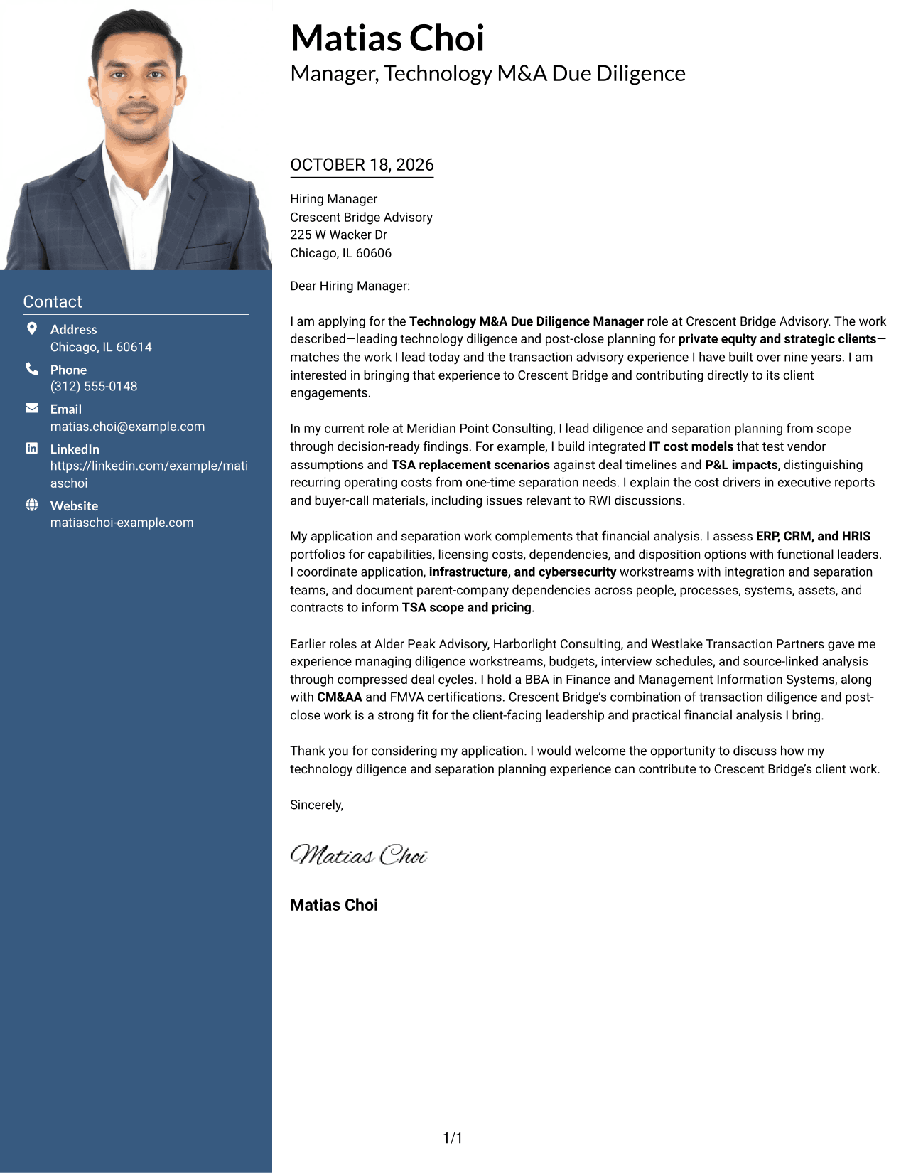 Cover letter example — page 1