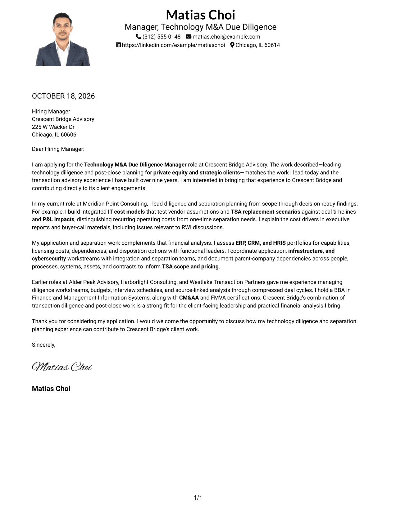 Cover letter example — page 1