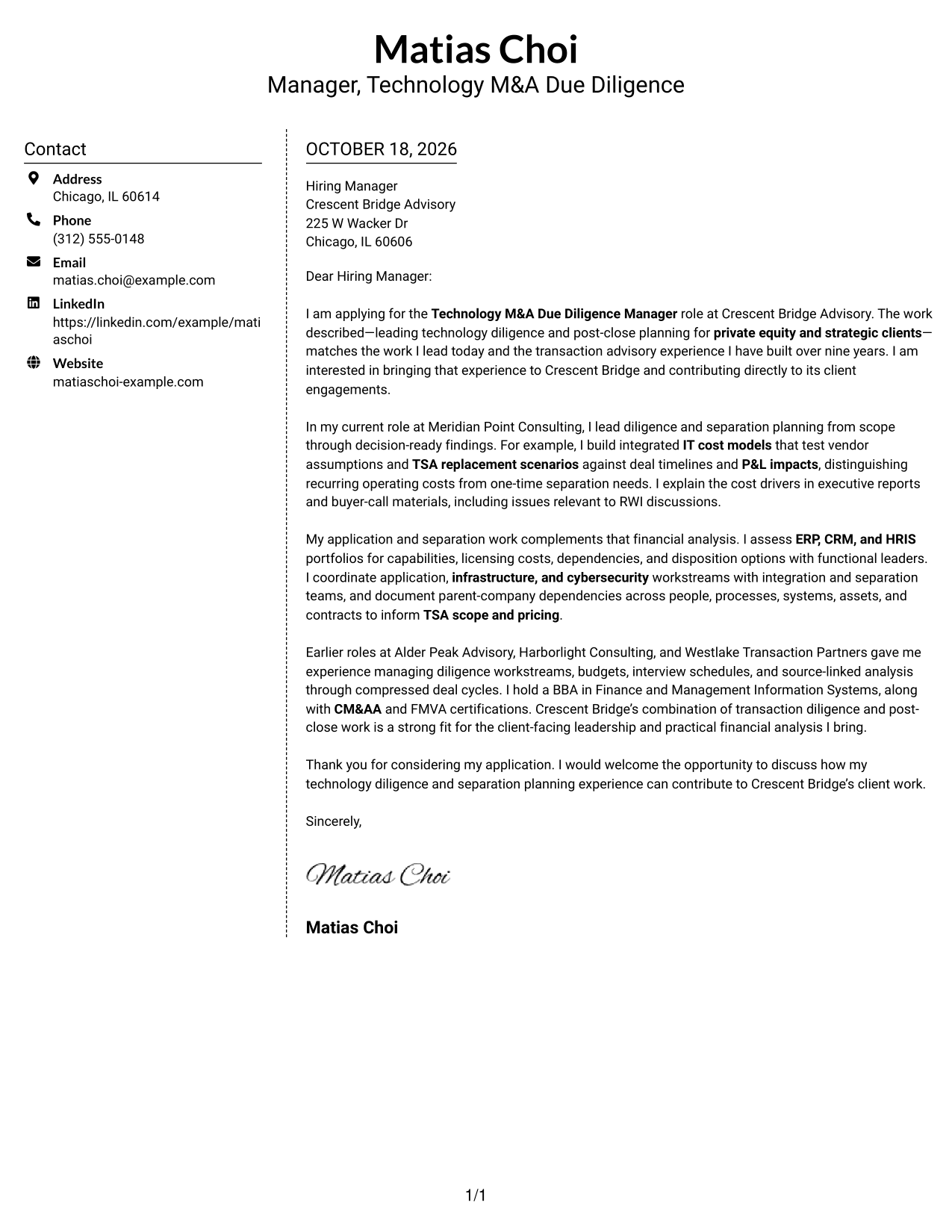 Cover letter example — page 1