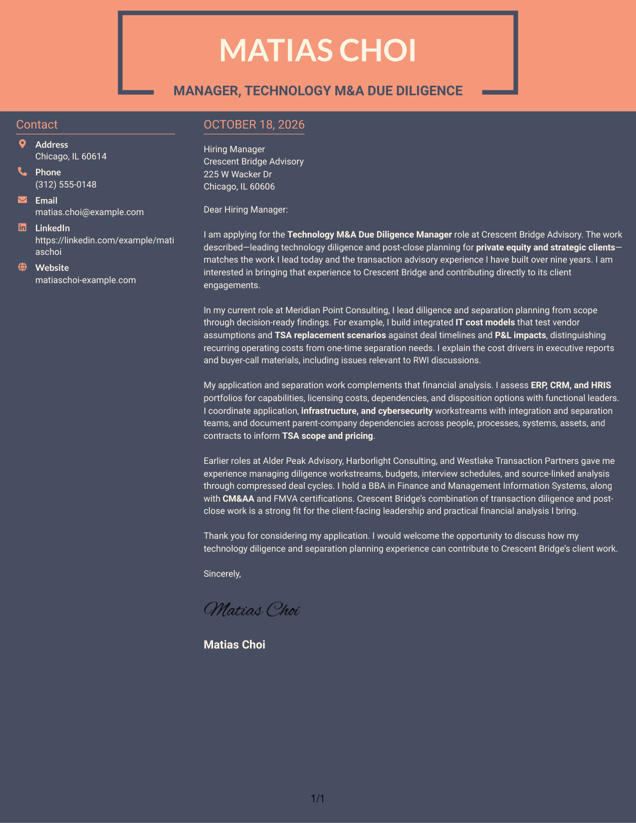 Cover letter example — page 1
