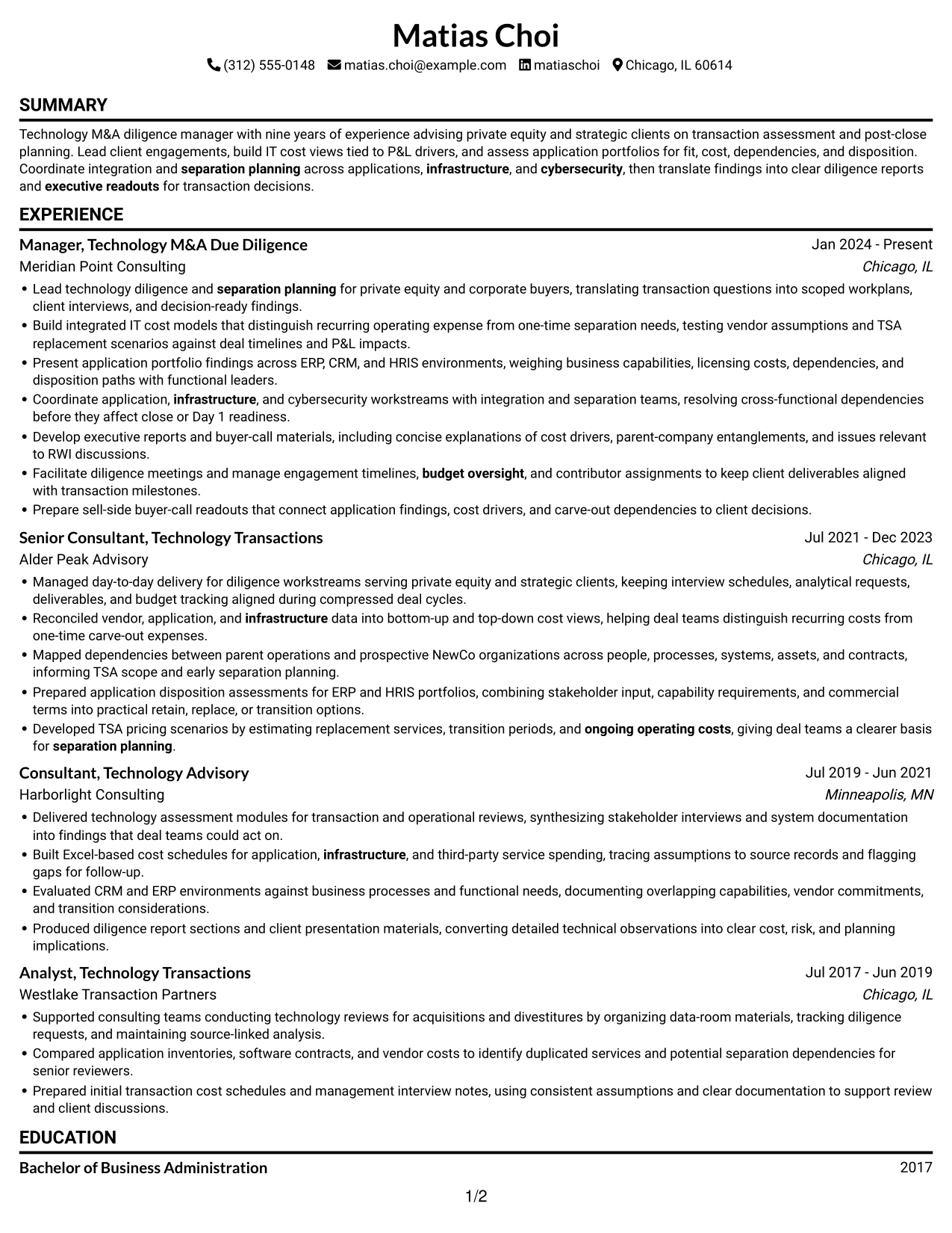Resume example — page 1