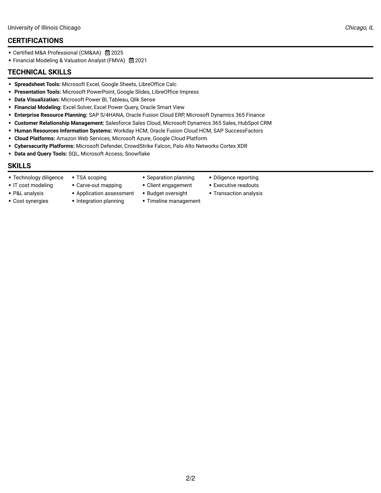 Resume example — page 2
