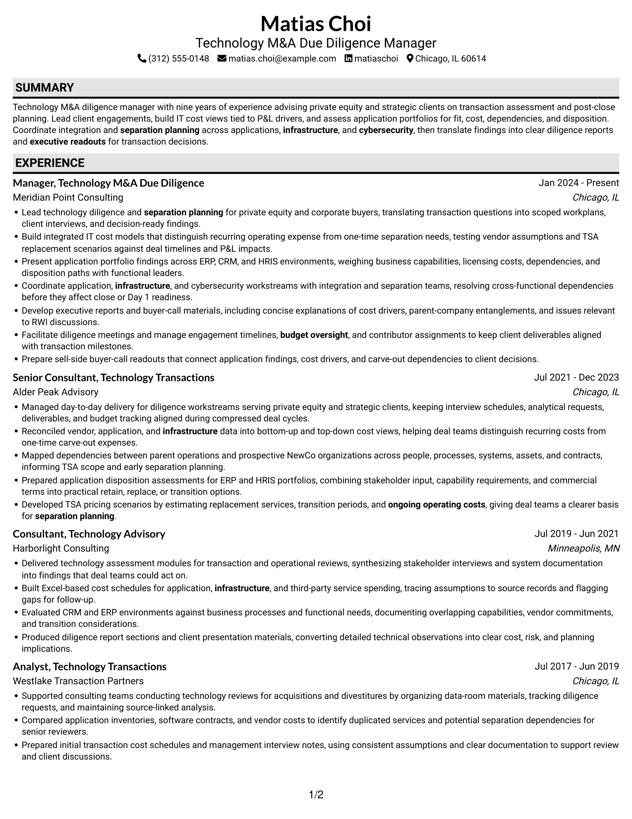 Resume example — page 1