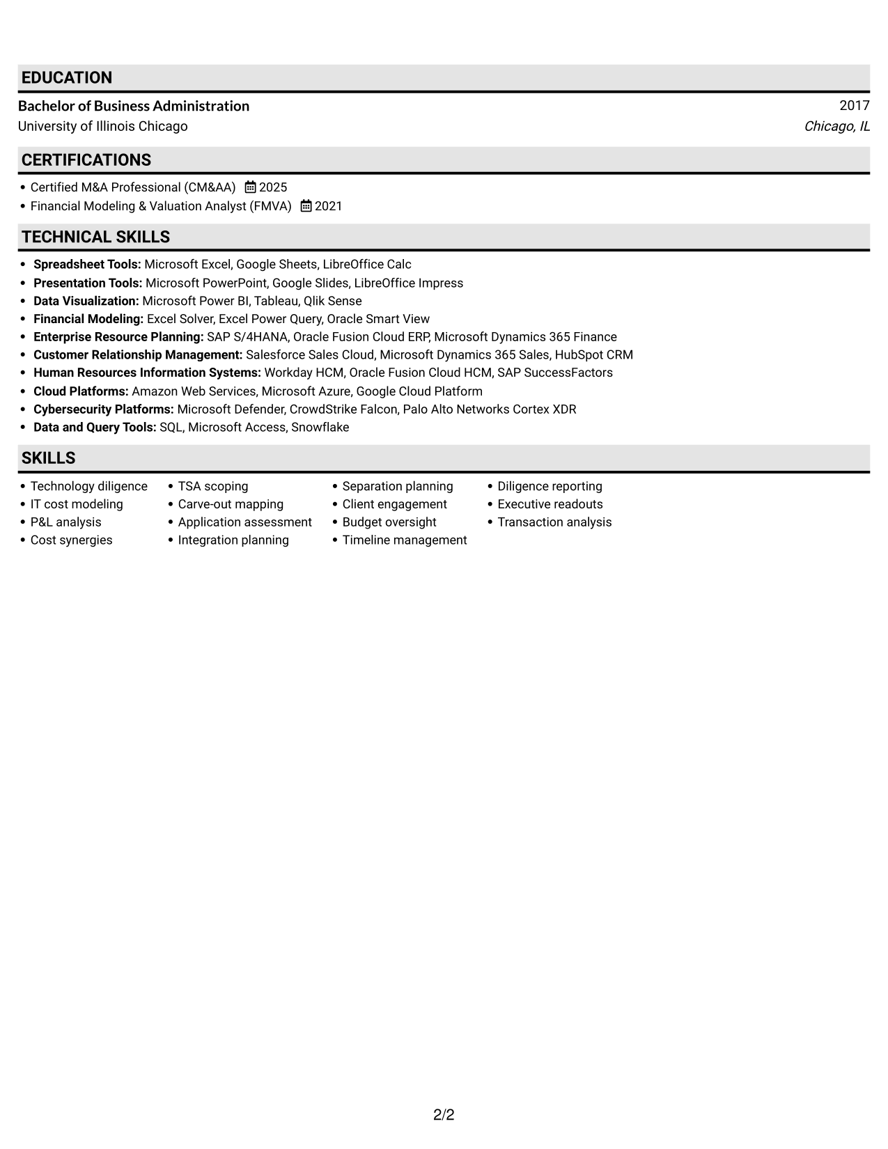 Resume example — page 2