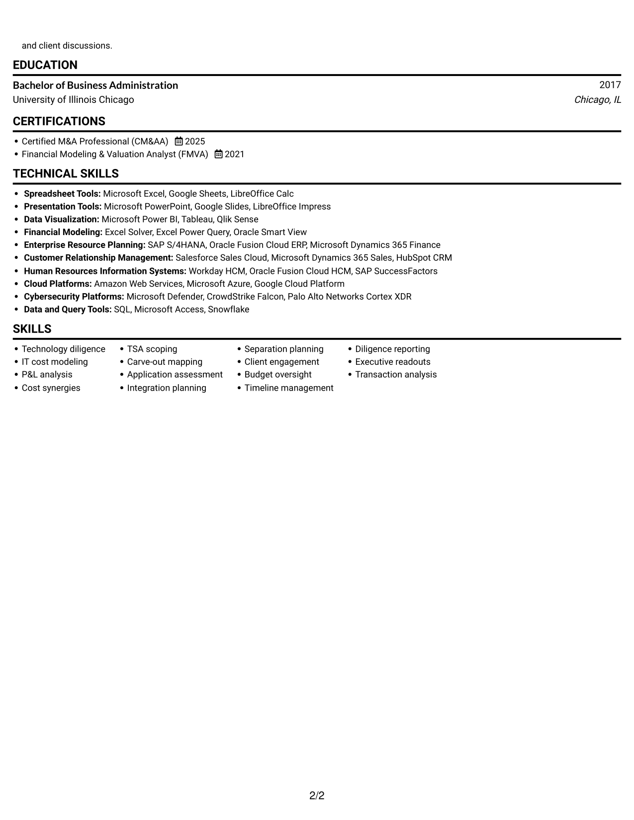 Resume example — page 2