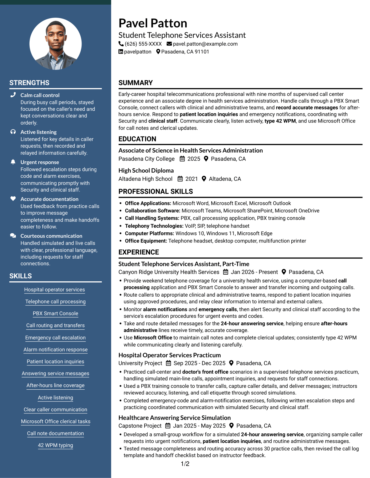 Resume example — page 1