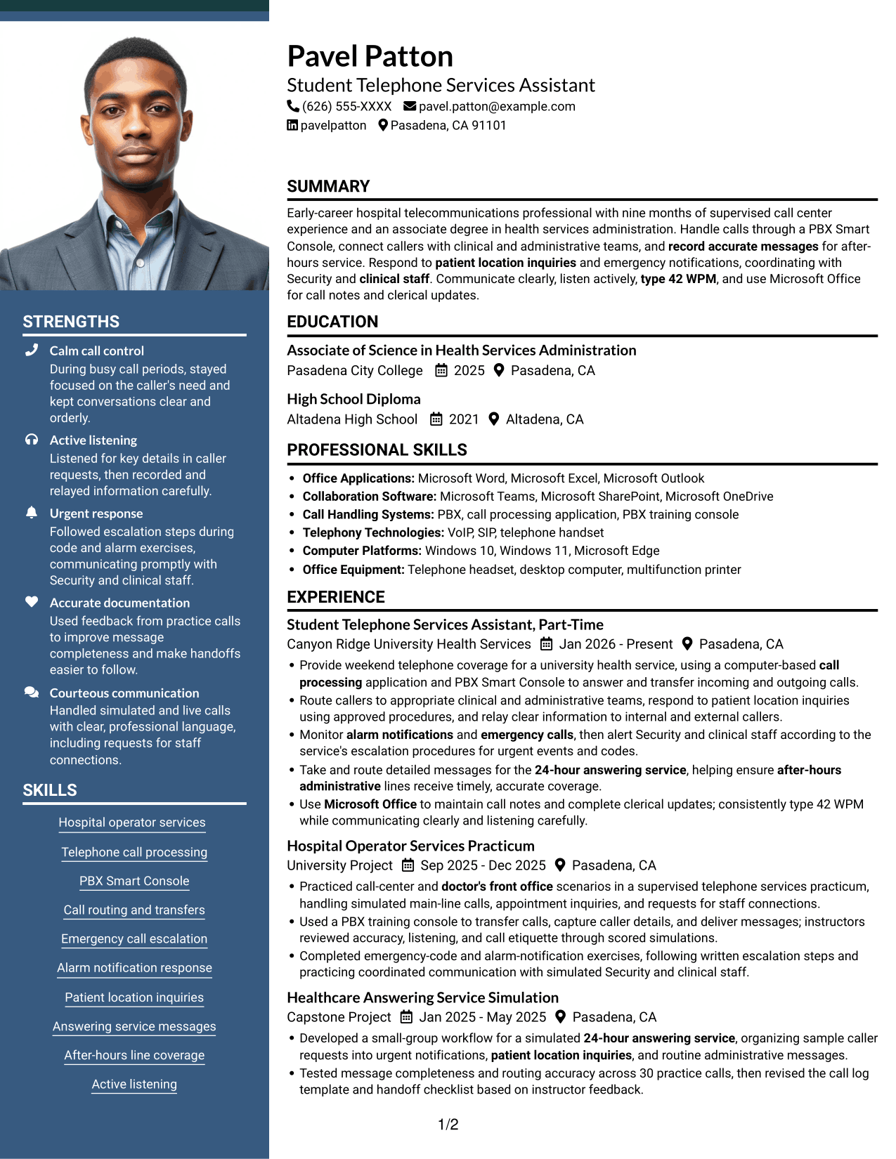 Resume example — page 1