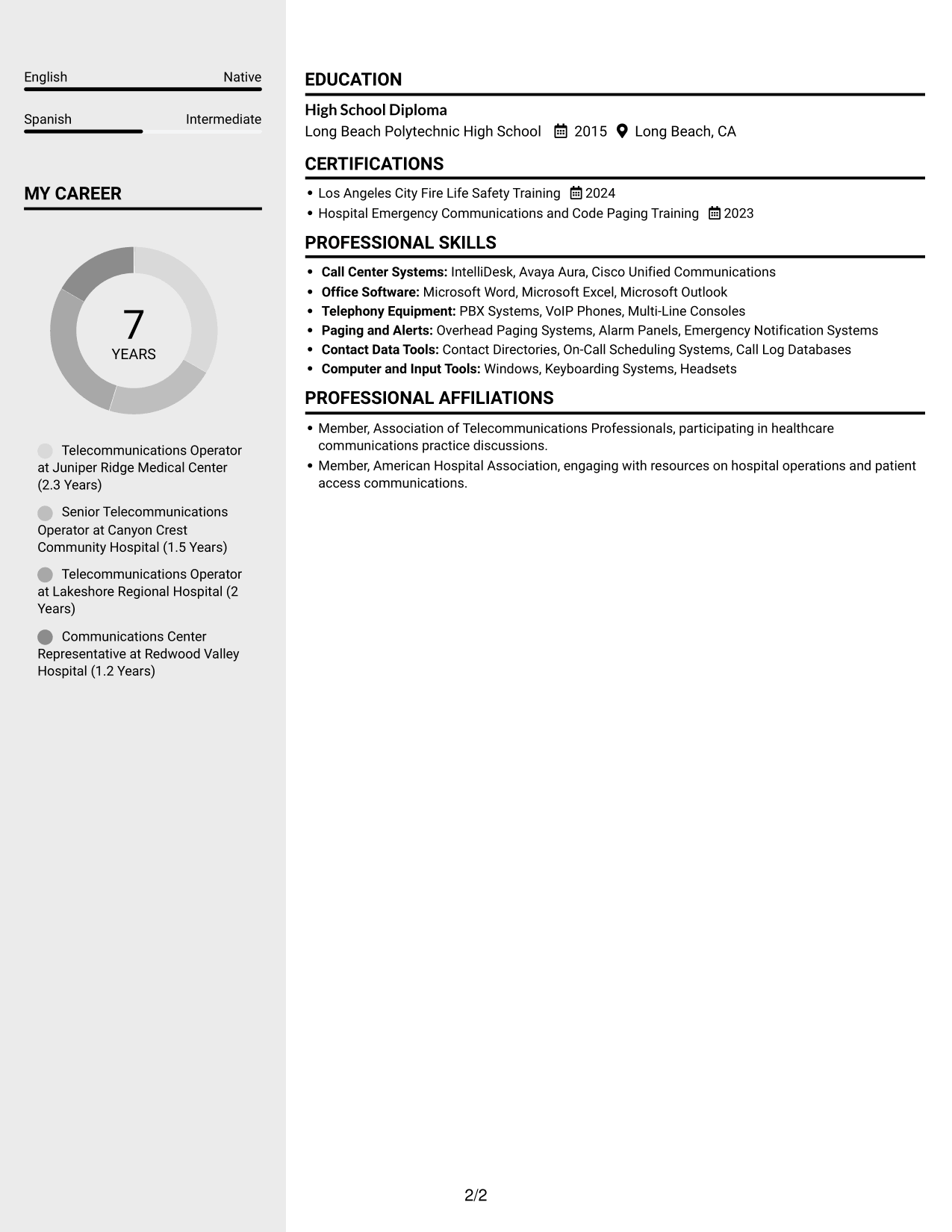 Resume example — page 2