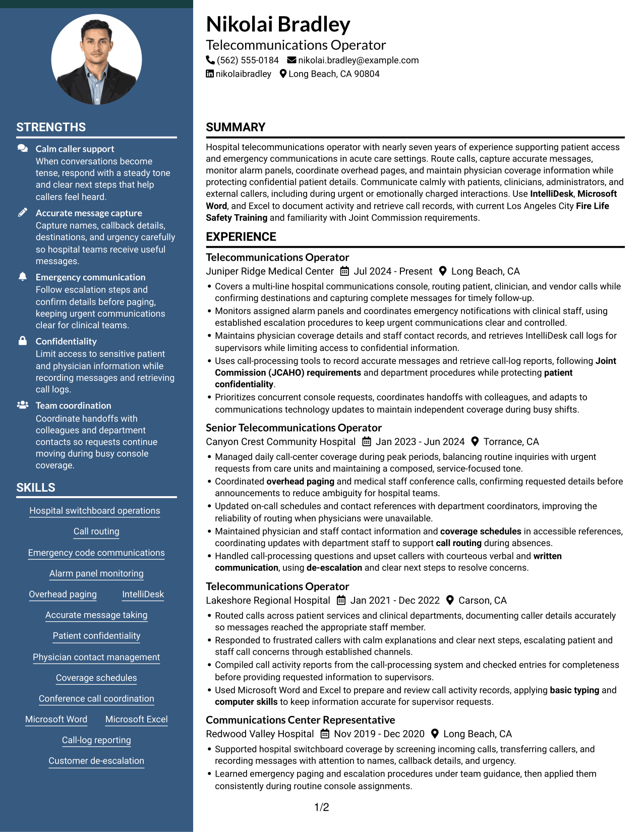 Resume example — page 1