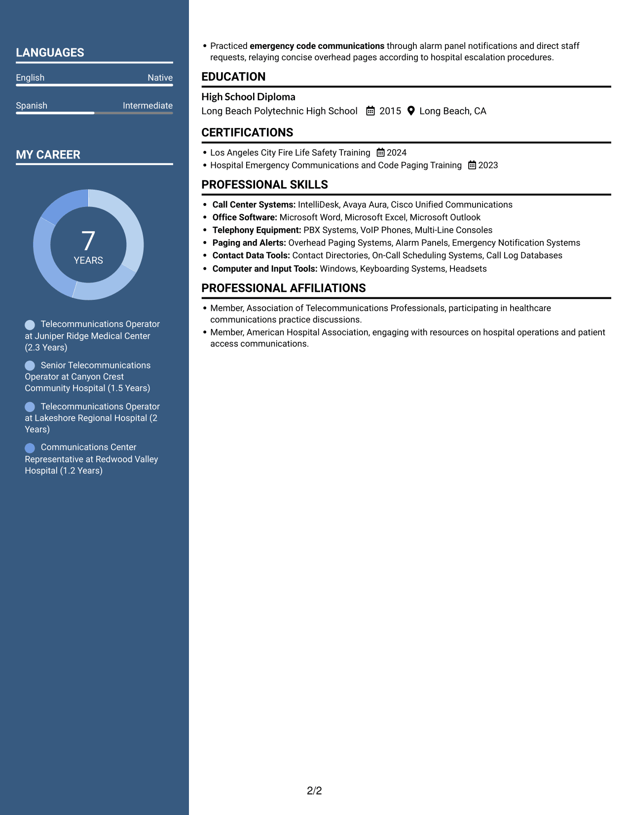 Resume example — page 2