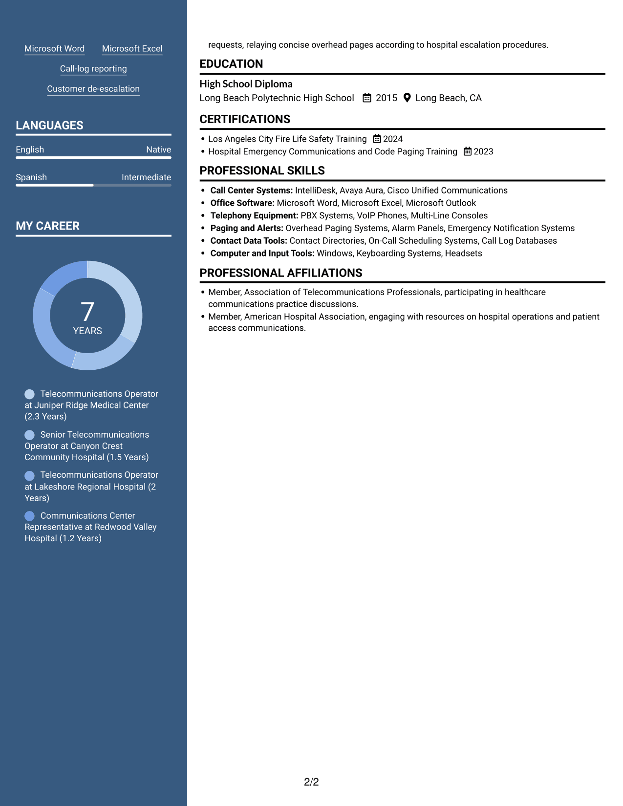 Resume example — page 2