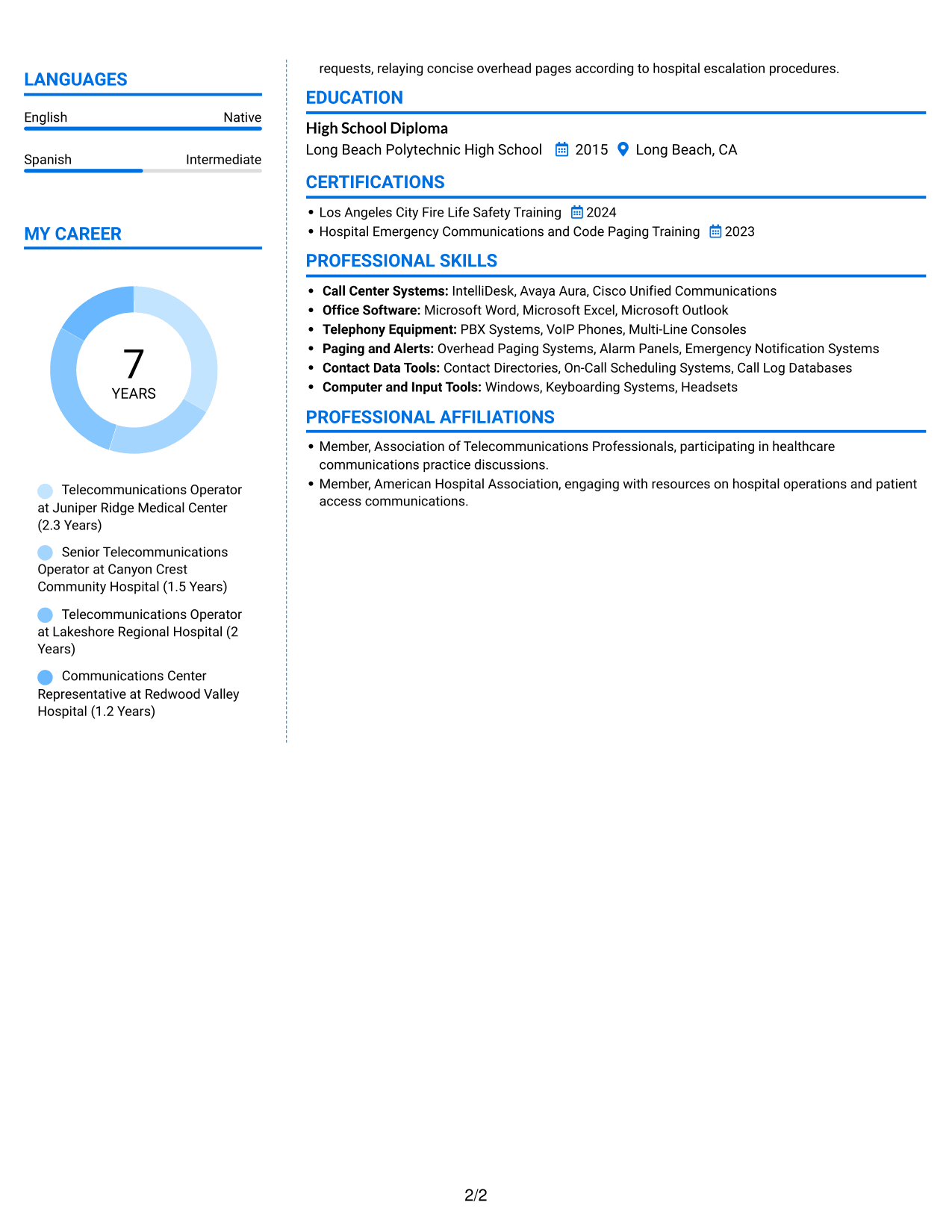 Resume example — page 2