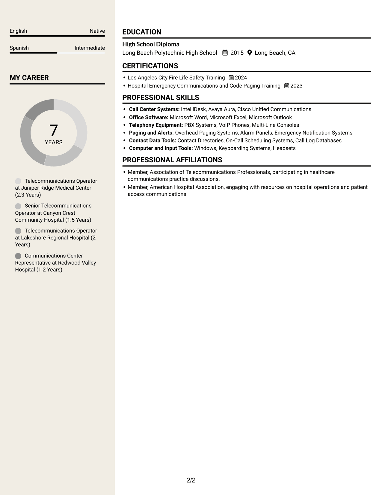 Resume example — page 2