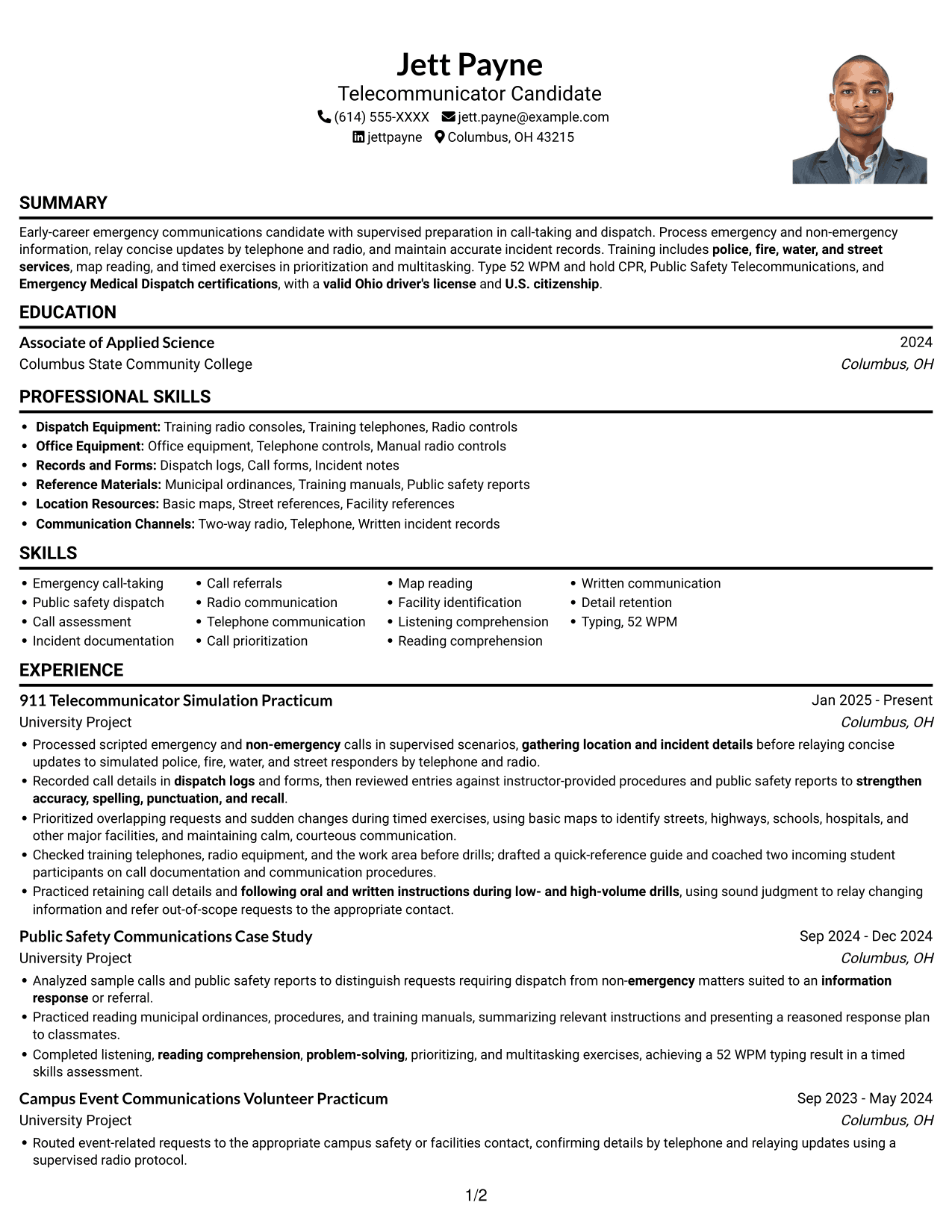 Resume example — page 1