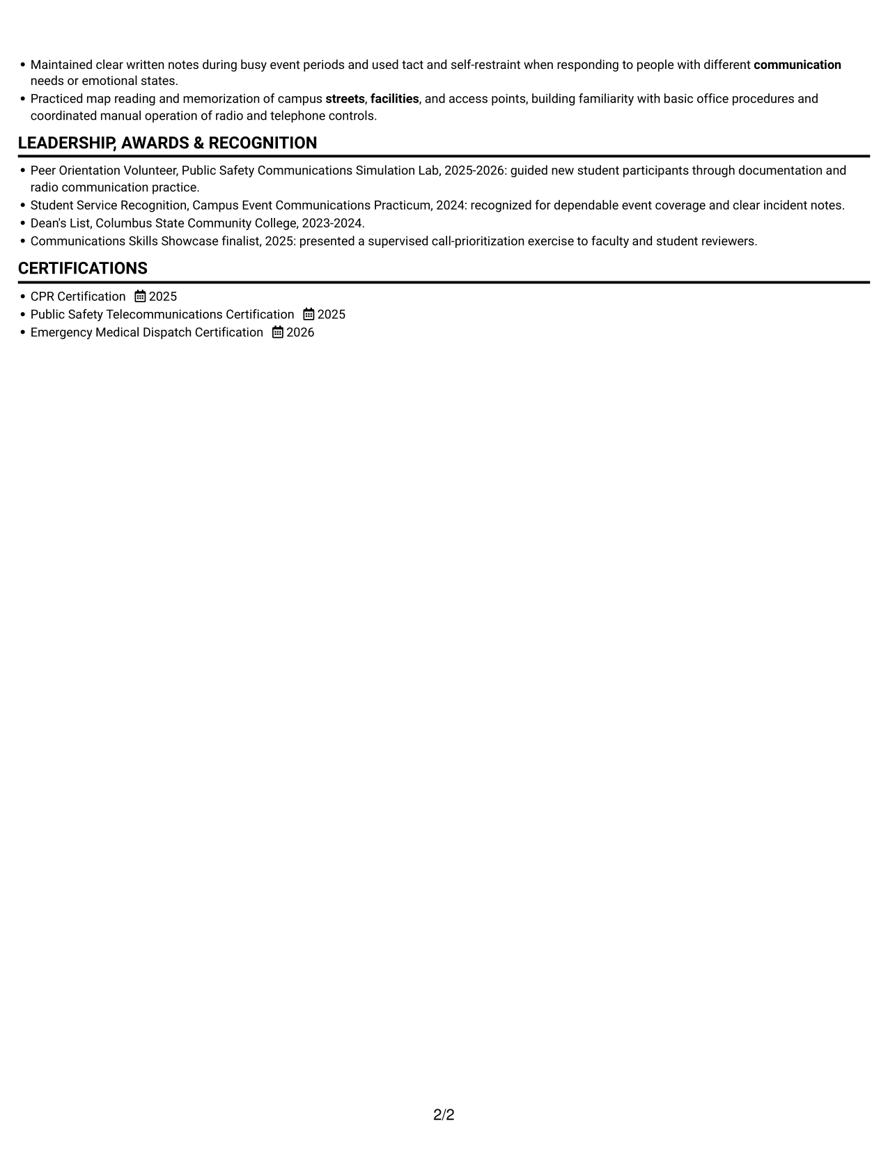 Resume example — page 2