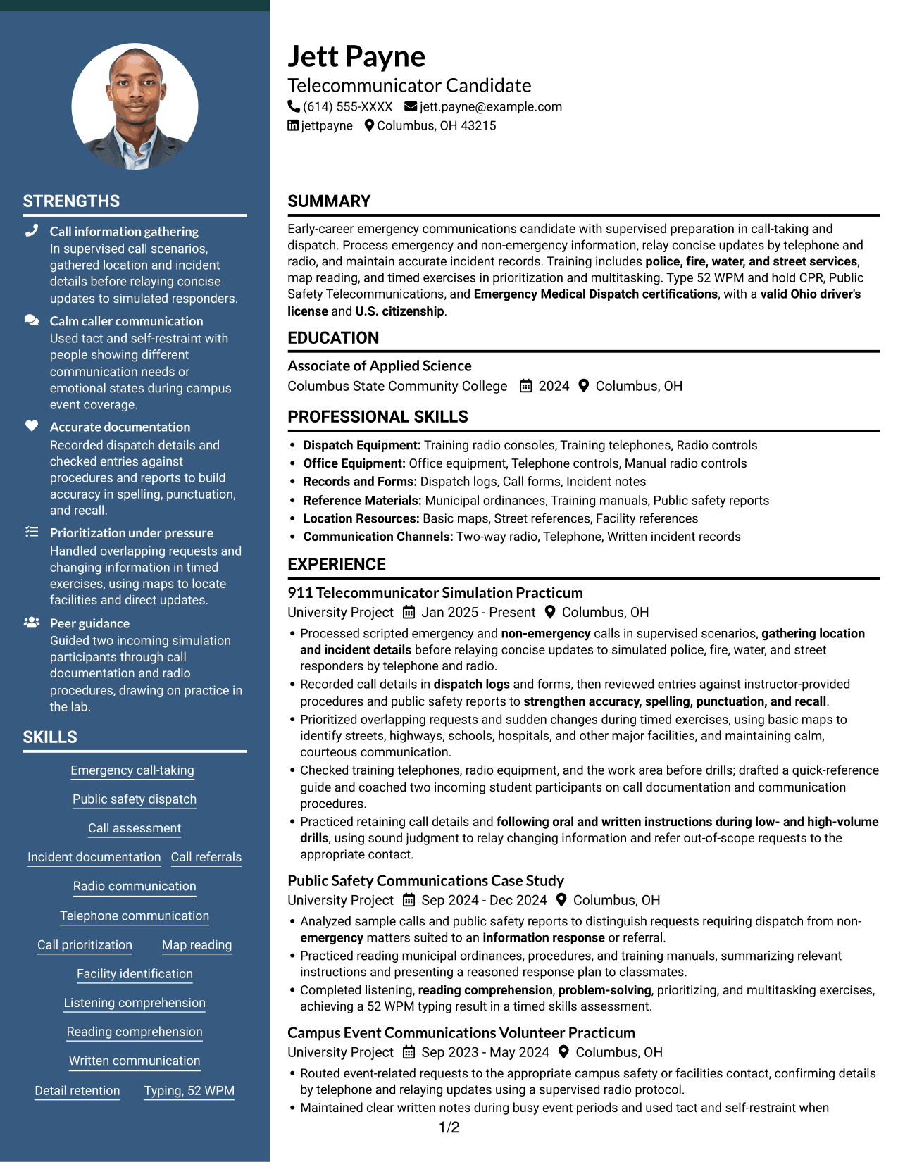 Resume example — page 1
