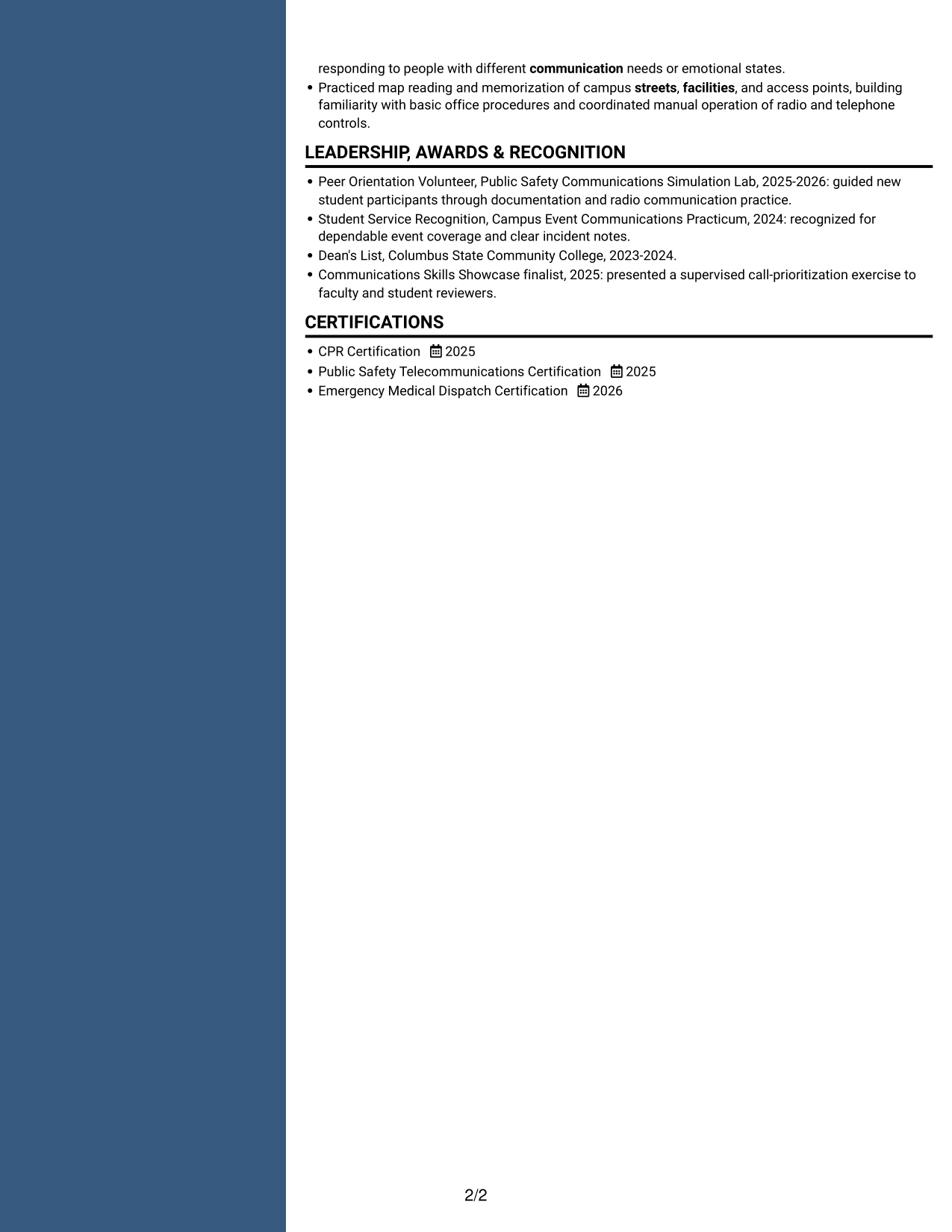 Resume example — page 2
