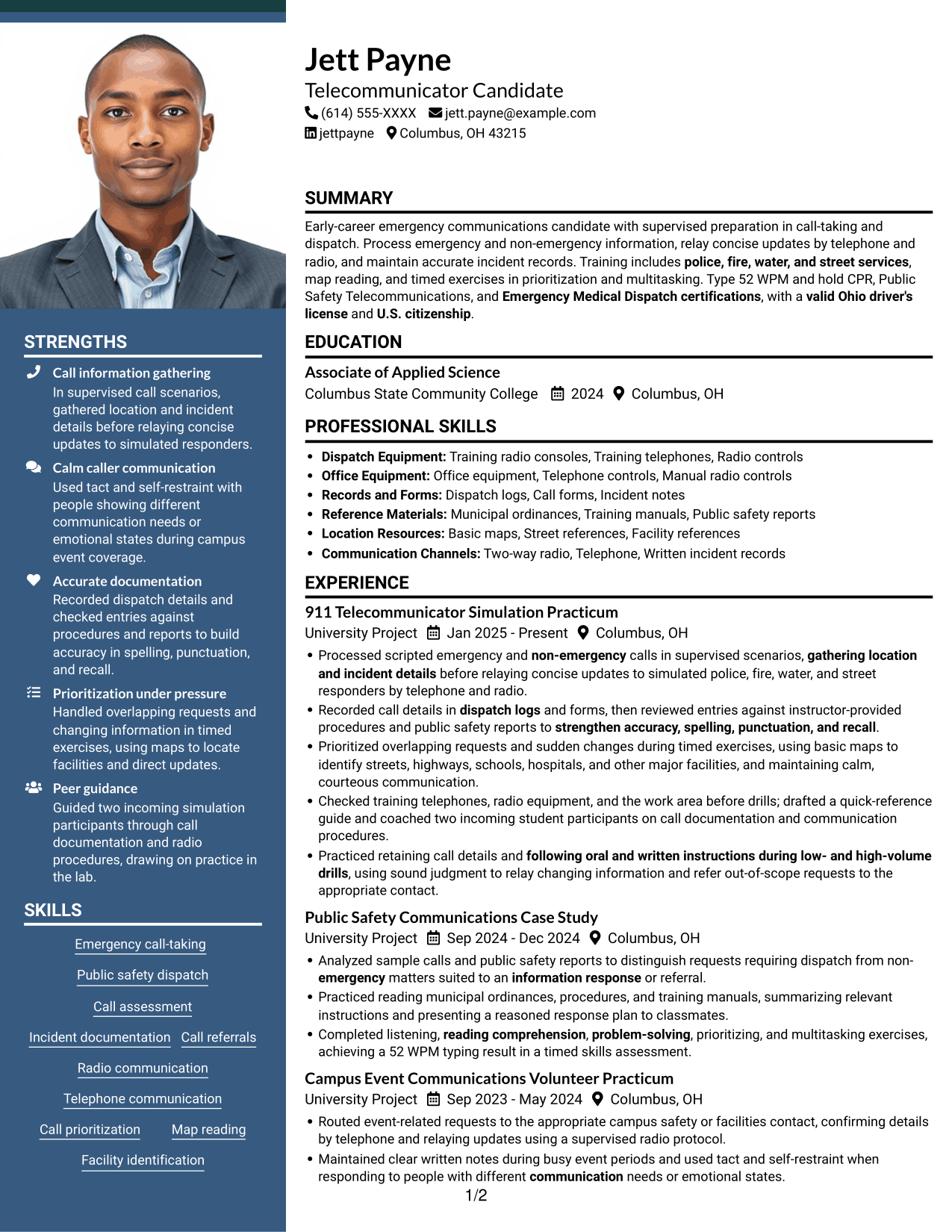 Resume example — page 1