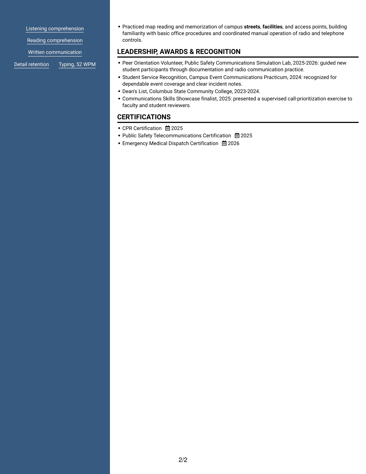Resume example — page 2