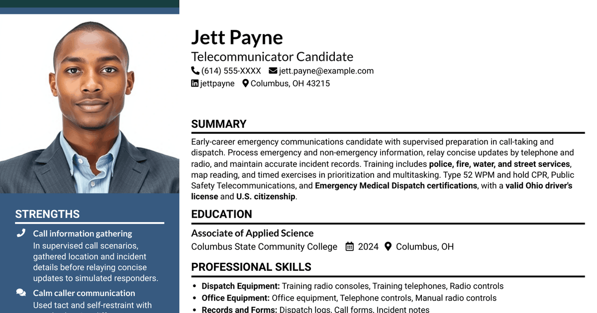 7 Telecommunicator - Emergency Dispatch Resume Templates with Example