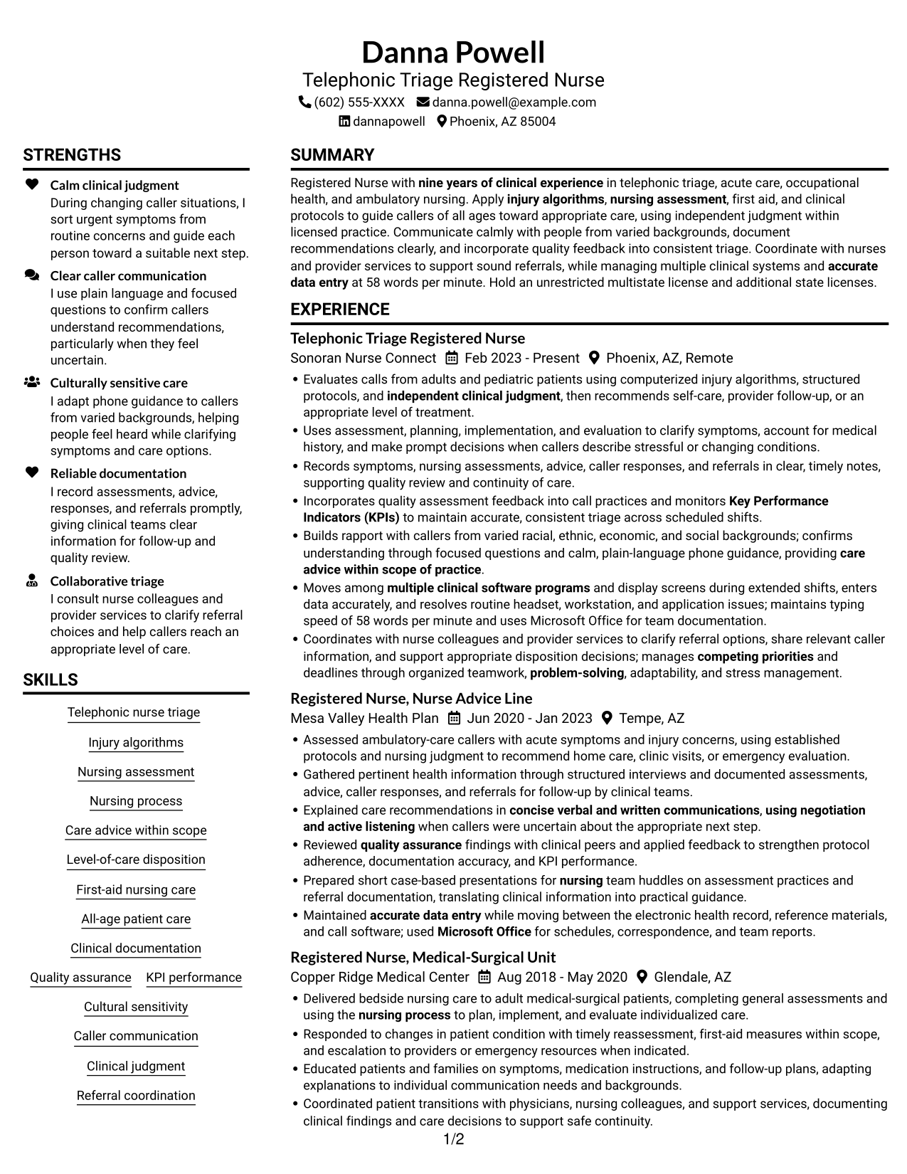 Resume example — page 1