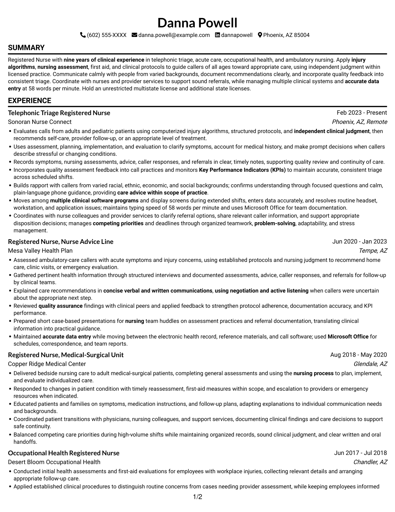 Resume example — page 1